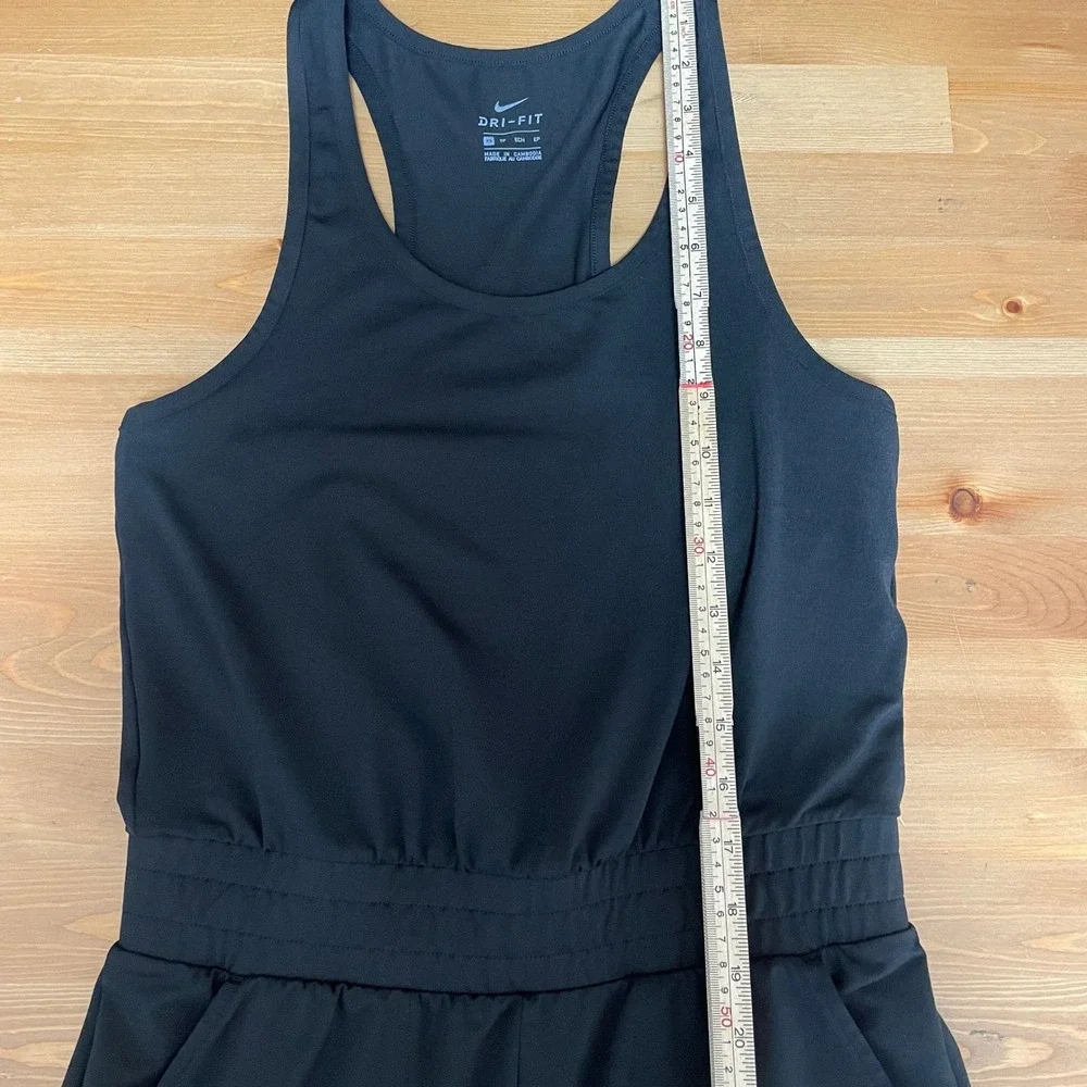 Nike Dri Fit Black Racerback Jumpsuit Romper Pockets Yoga Athleisure Gym Wmns XS